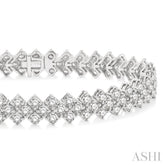10 Ctw Chevron Link Round Cut Diamond Tennis Bracelet in 14K White Gold